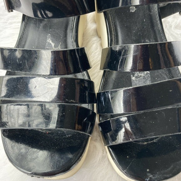 Forever 21 Shoes Sz 7.5 Black Platform Sandals Strappy Minimalist Y2K Festival - Picture 5 of 10